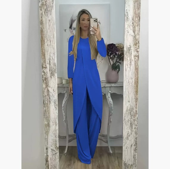 Casual Sleeveless Loose Round Neck Pants Two-piece Set
