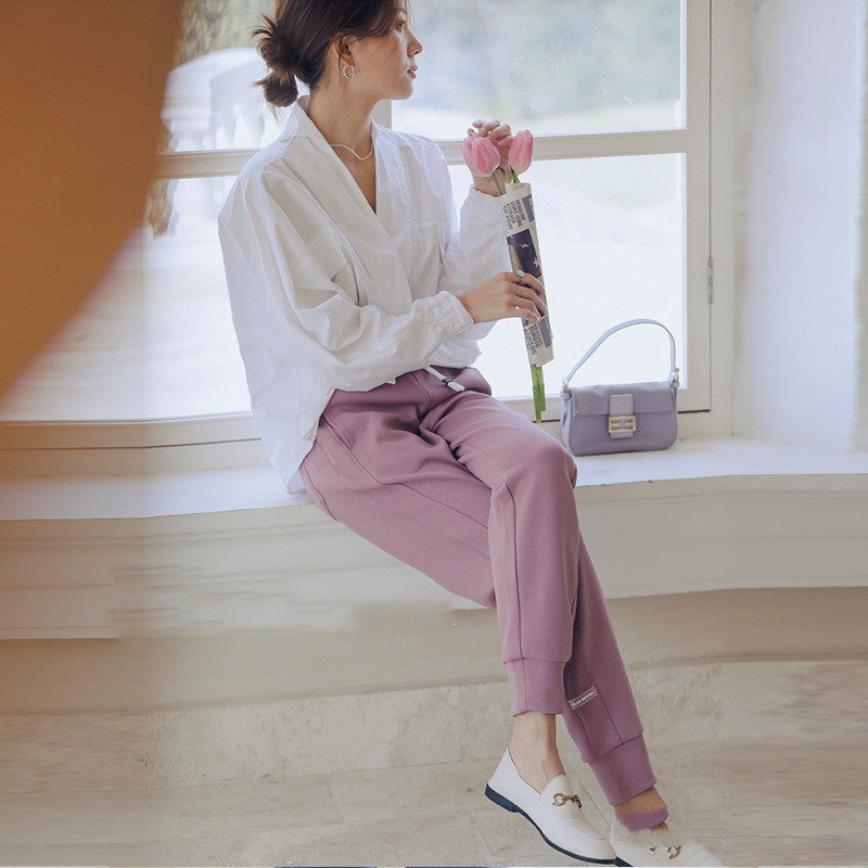 Women's High Waist Elastic Loose Leggings Casual Pants