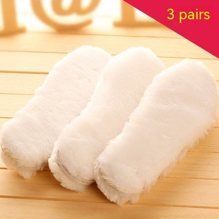 Of Cotton Insole Wool-like Thickened Deodorant Fleece Damping Thermal Insole 3 Pairs