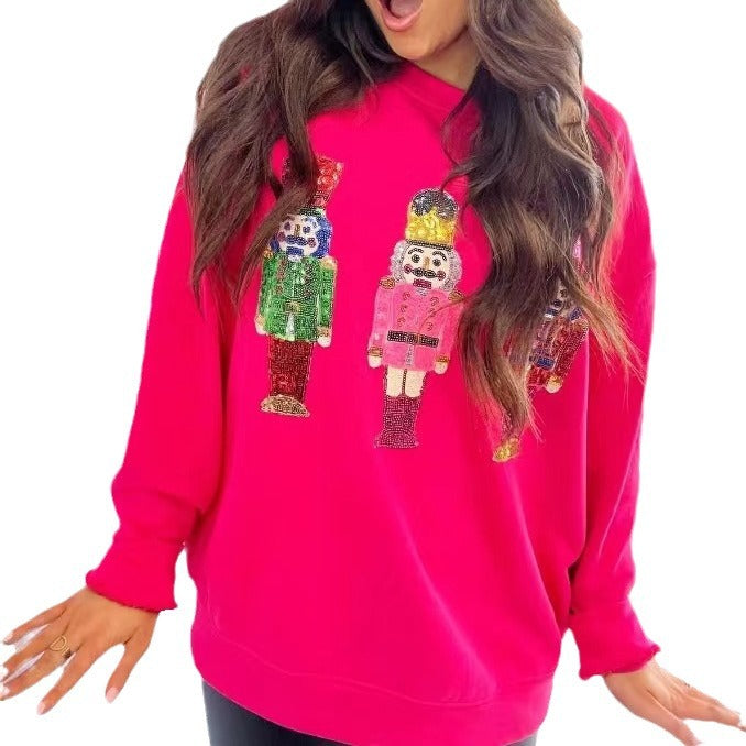 Women's Casual All-matching Printed Autumn And Winter Round Neck Sweater