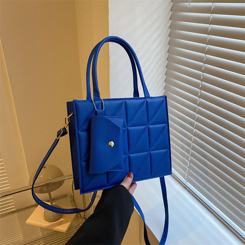 Fashionternet Plaid Skulder Med Lille Pung Enkel Elegant Bærbar Firkantet Tote Damehåndtaske