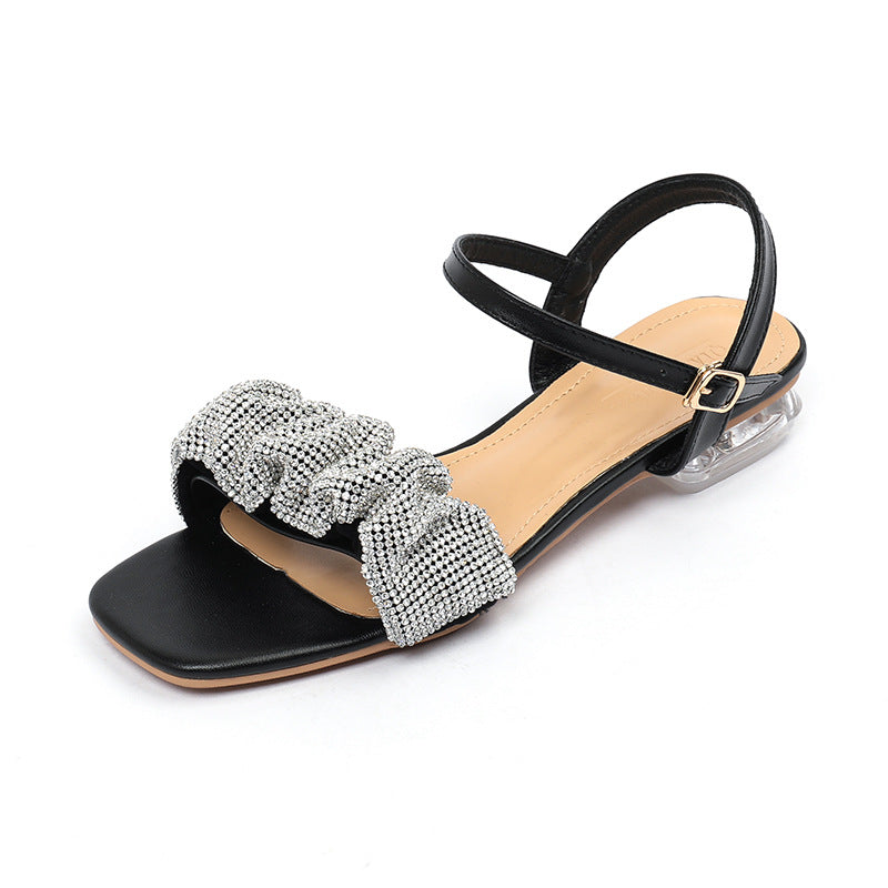 Rhinestone Coarse Slippers With Female Summer Wear