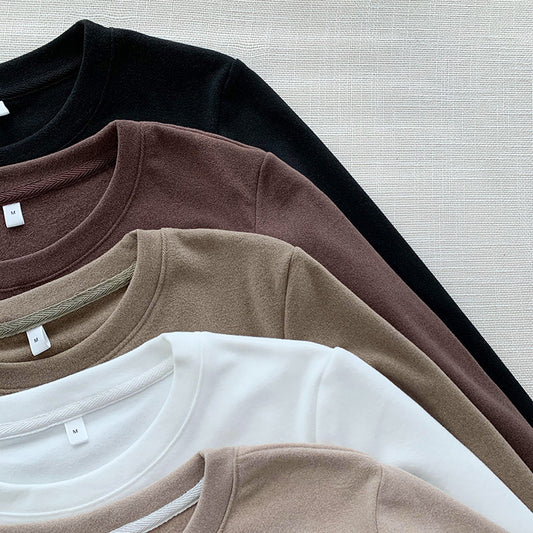 Double-sided Dralon Bottoming Shirt Women's Underwear Crew Neck Long-sleeved T-shirt