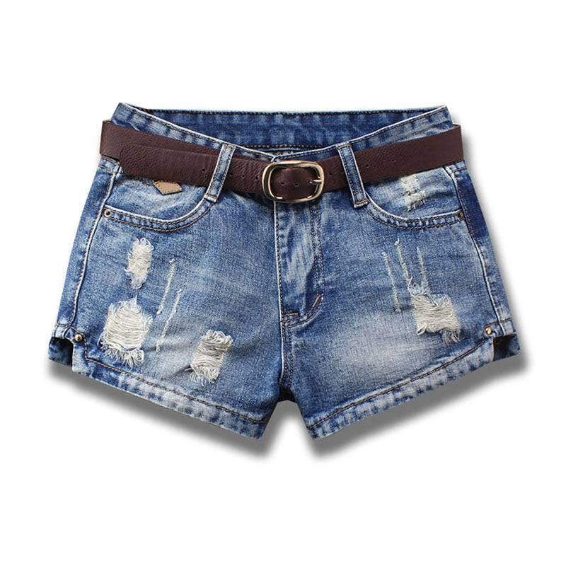 Denim Shorts Women's Korean-style Loose Mid Waist Large Size Slimming Summer Korean Ripped Jeans Hot Pants