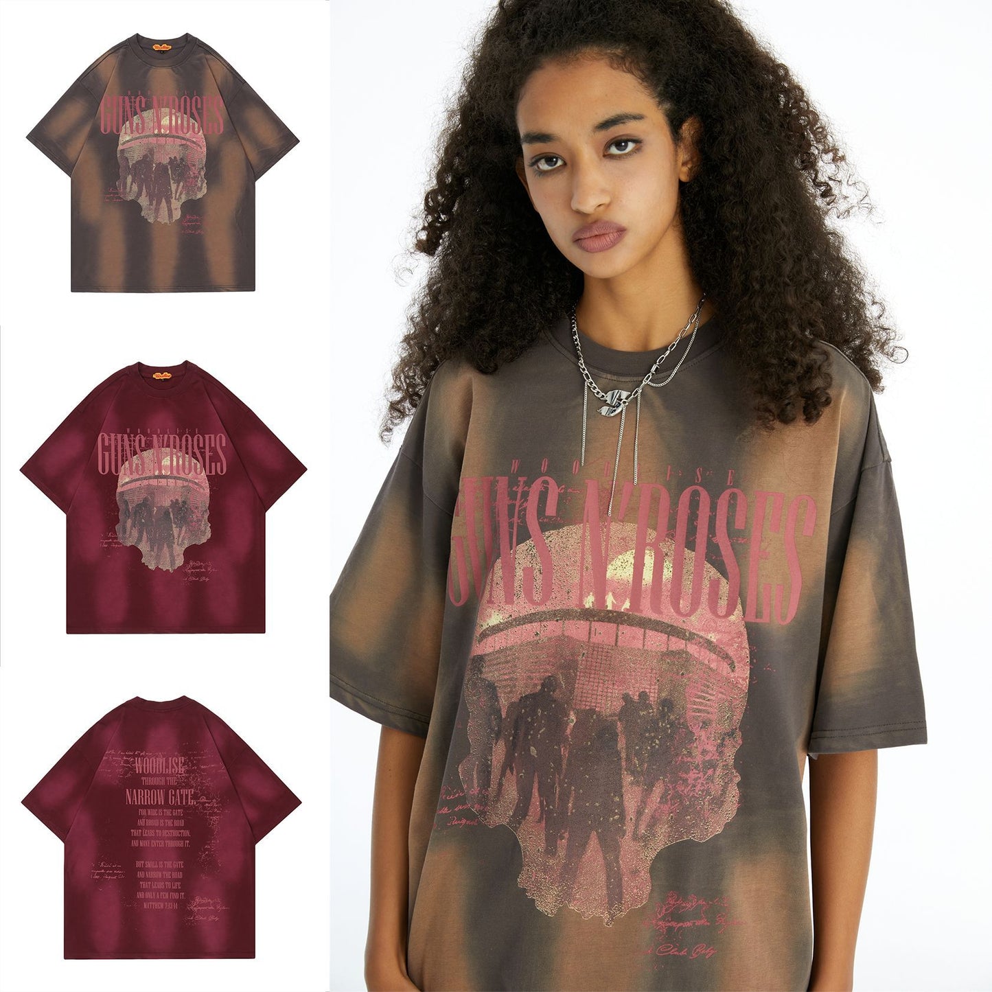 Retro Fashion Brand Multi-bit Spray Color Short-sleeved T-shirt