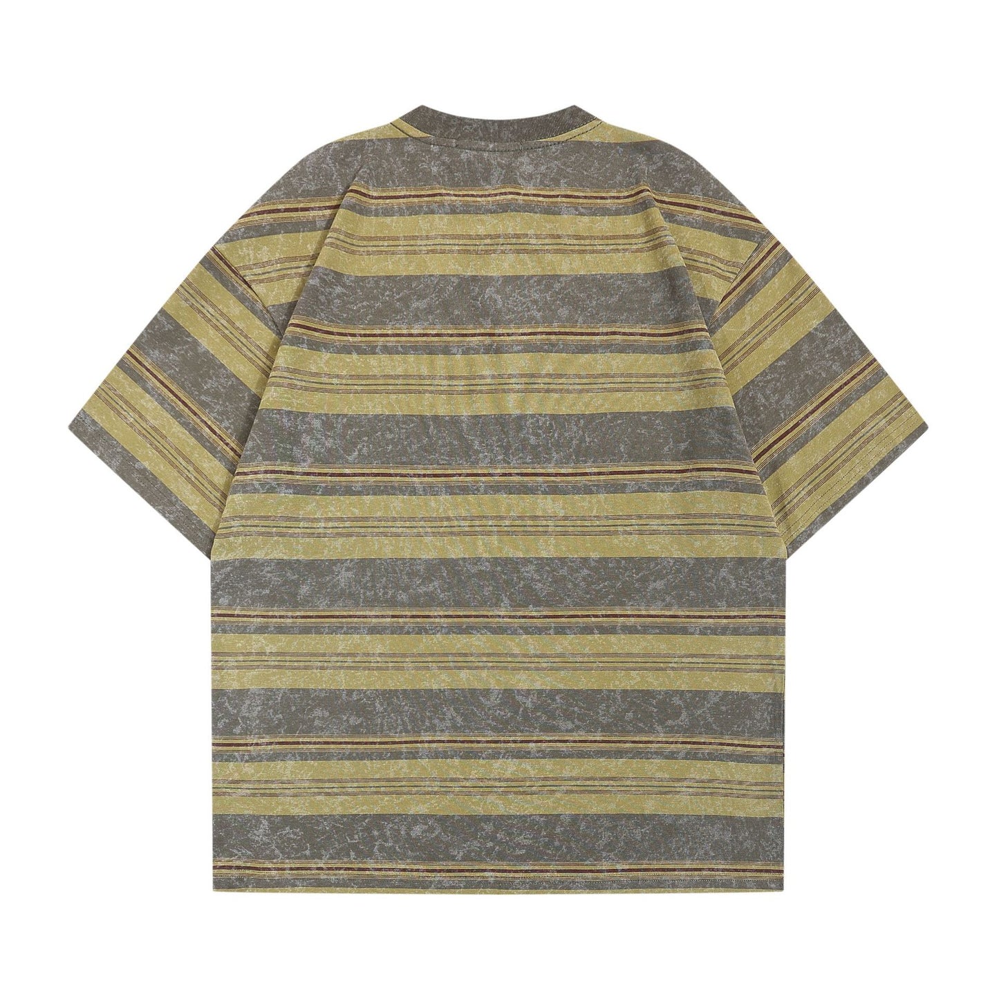 Japansk-inspireret Retro Stribet Kortærmet T-shirt til Mænd og Kvinder med Bogstavprint