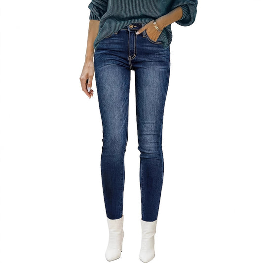 Women's Front Button Simple Velvet Slim Fit Skinny Jeans Daily Casual