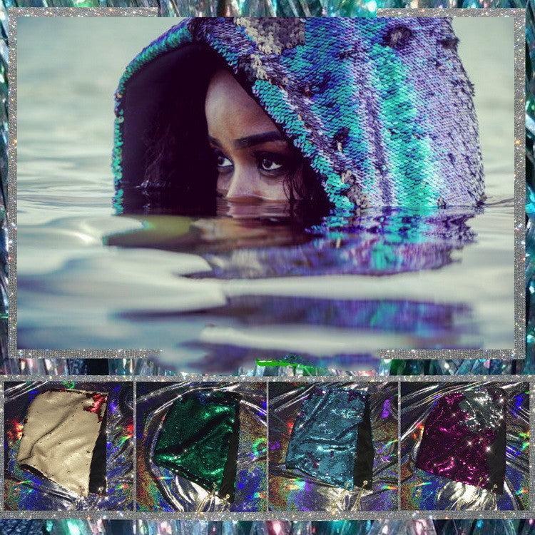 Mermaid Phantom Glitter Dark Gothic Big Hat Bungee Dee Hood