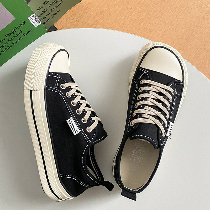 Women's Mango Canvas Shoes Lace-up Platform Flat Heel