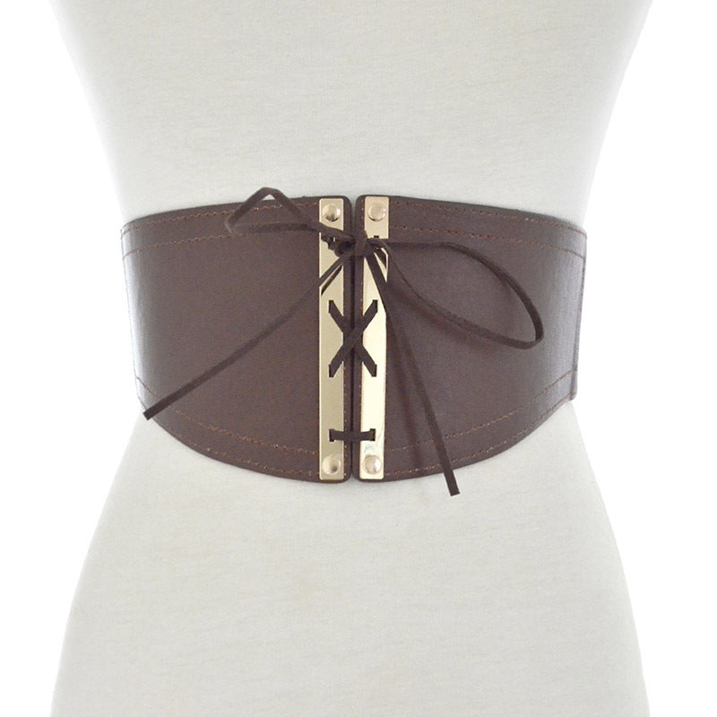 Vintage Imitation Leather Elastic Elastic Waistband