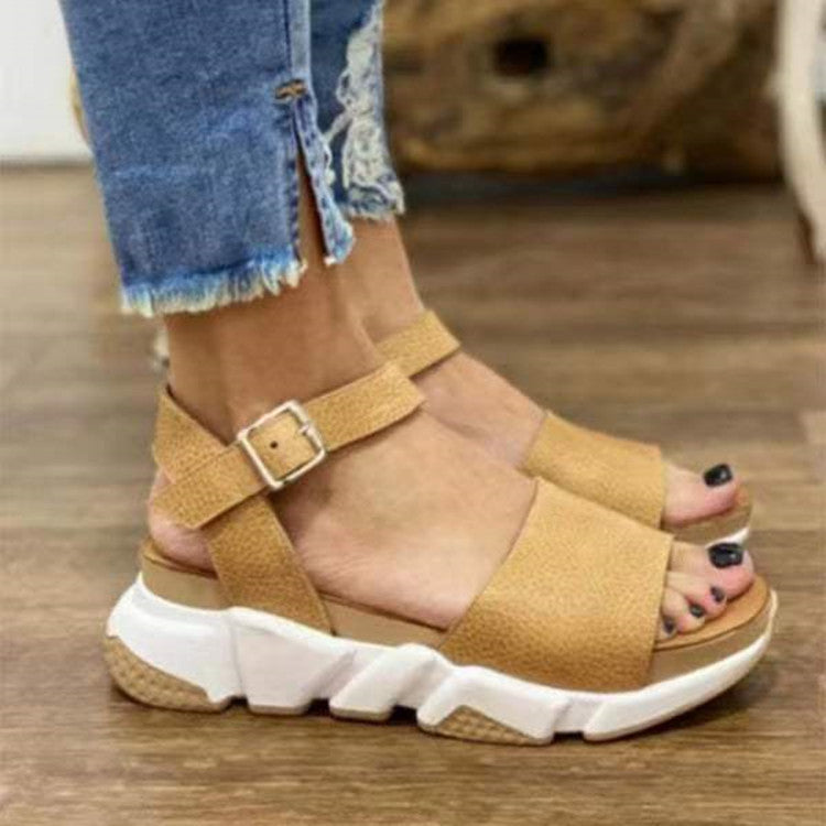 Women's Leopard Print Sandals Buckle Casual