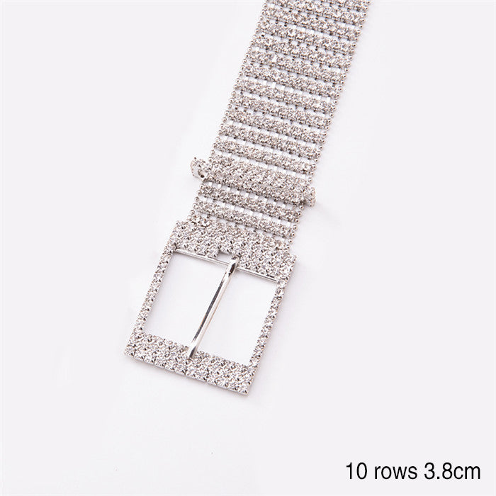 Women's Shiny Alloy Belt With Rhinestones