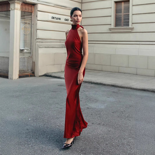 European And American-style Chic Halter-neck Bodycon Dress