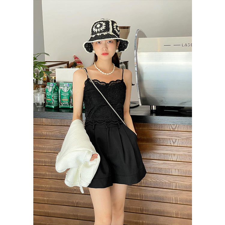 Women's High Waist Thin Loose Straight Suit Shorts