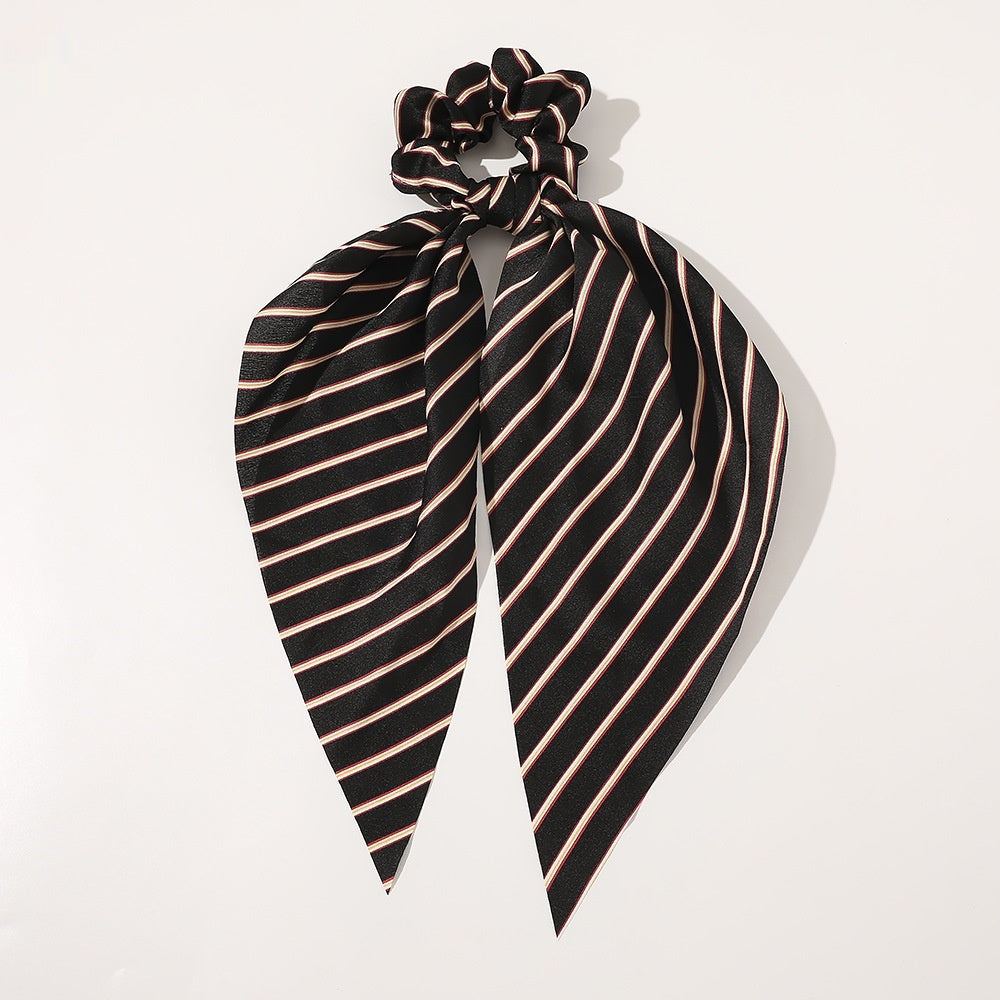 New Knotted Ribbon Satin Monochrome Silky Square Scarf Hair Tie Ladies Ponytail Hair