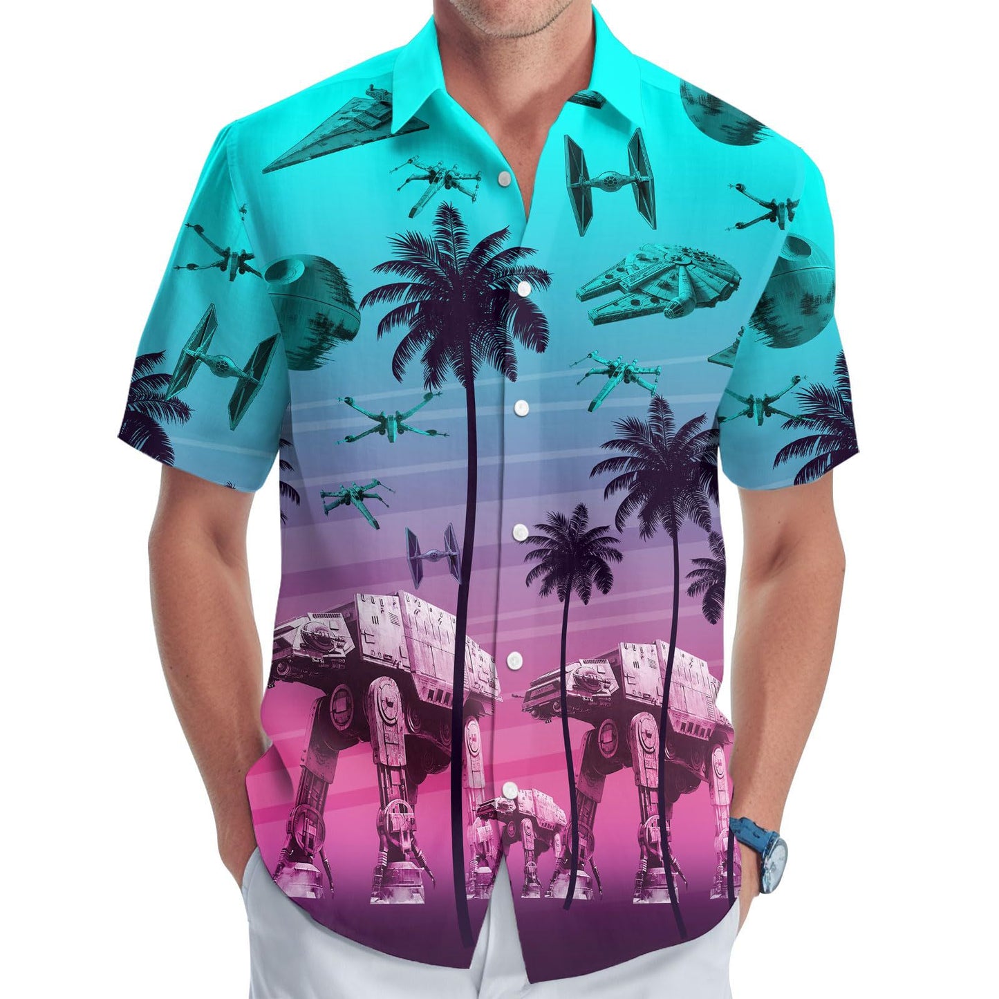 3D Digital Printing Multi-color Short-sleeved Shirt