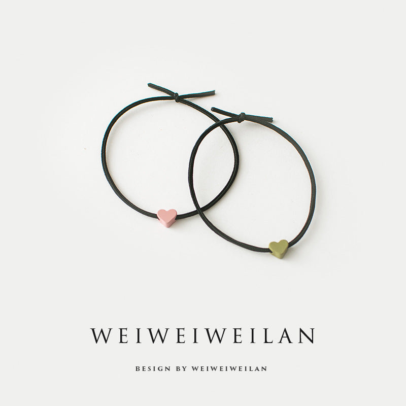Simple All-match Rubber Band Colored Loving Heart Hair Rope