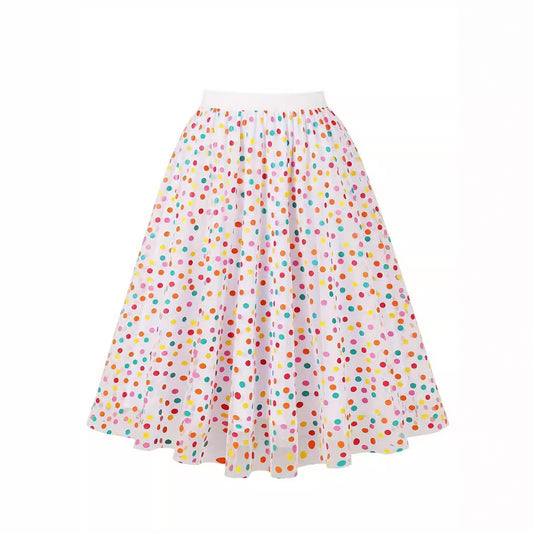 Mesh Skirt Color Polka Dot Printing