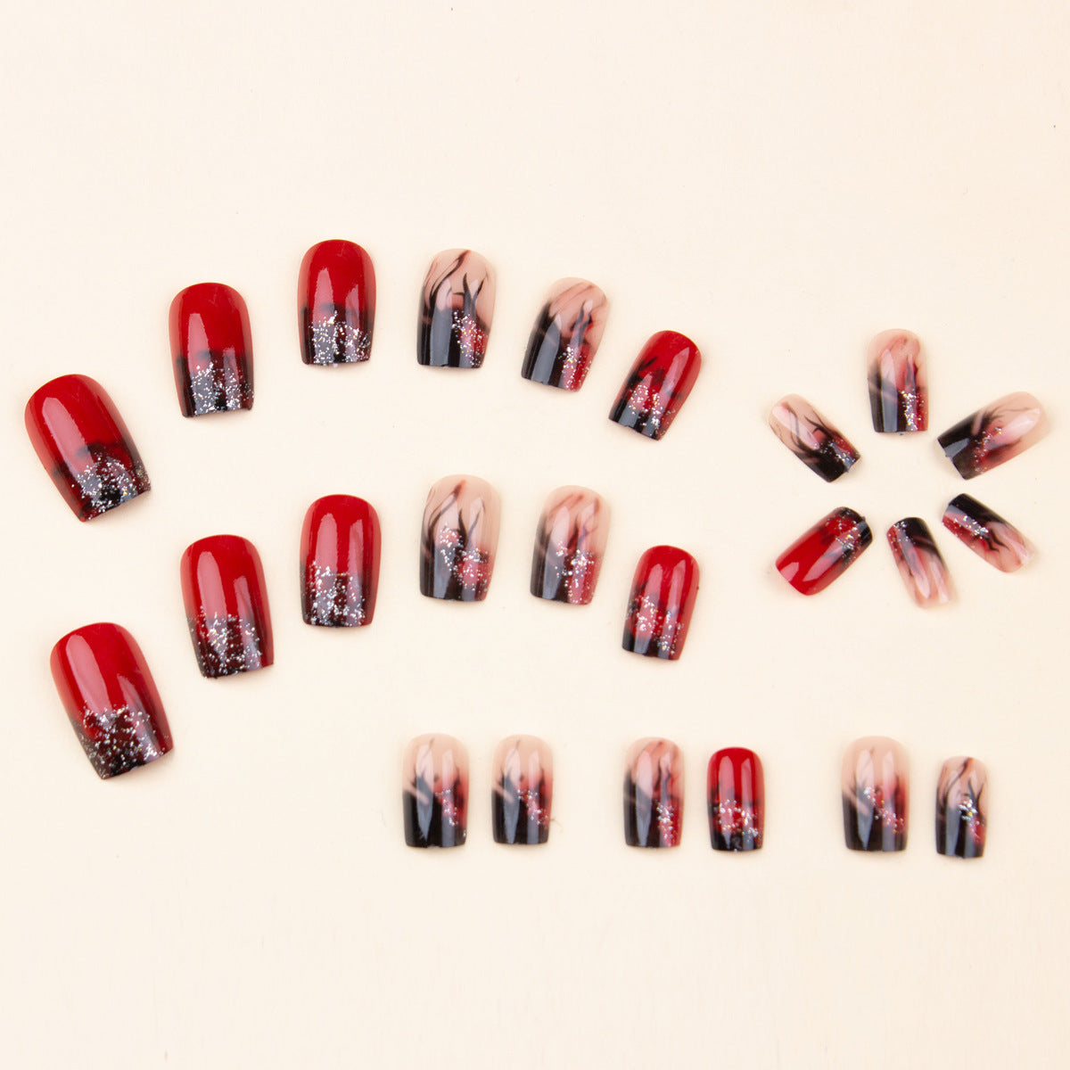 Colorful Flame Fire Pattern Fake Nail Patch