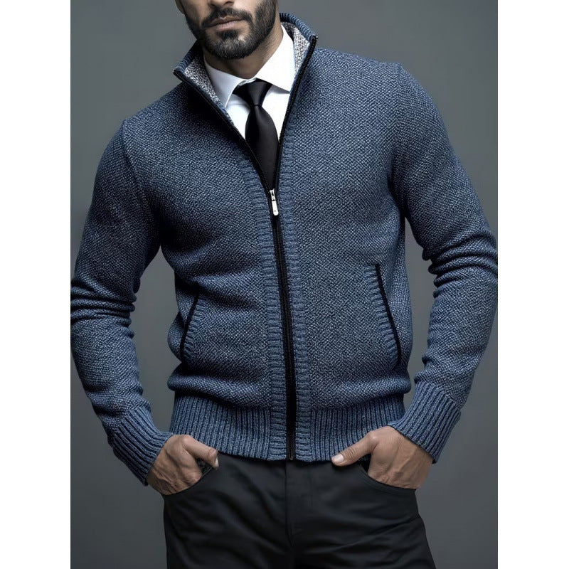 Men's Stand-up Collar Knitted Sweater Coat