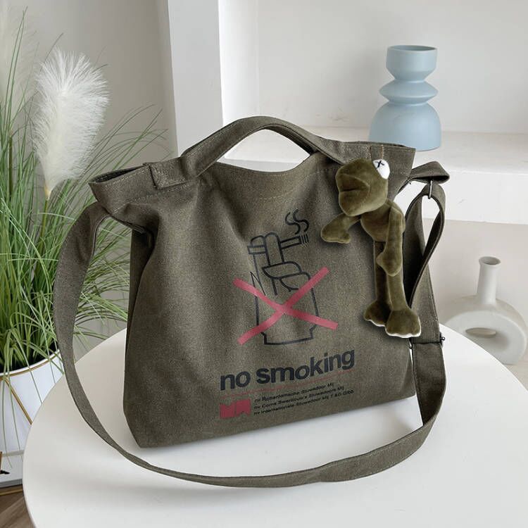Large Capacity Casual Horizontal Thick Canvas Shoulder Bag For Men
