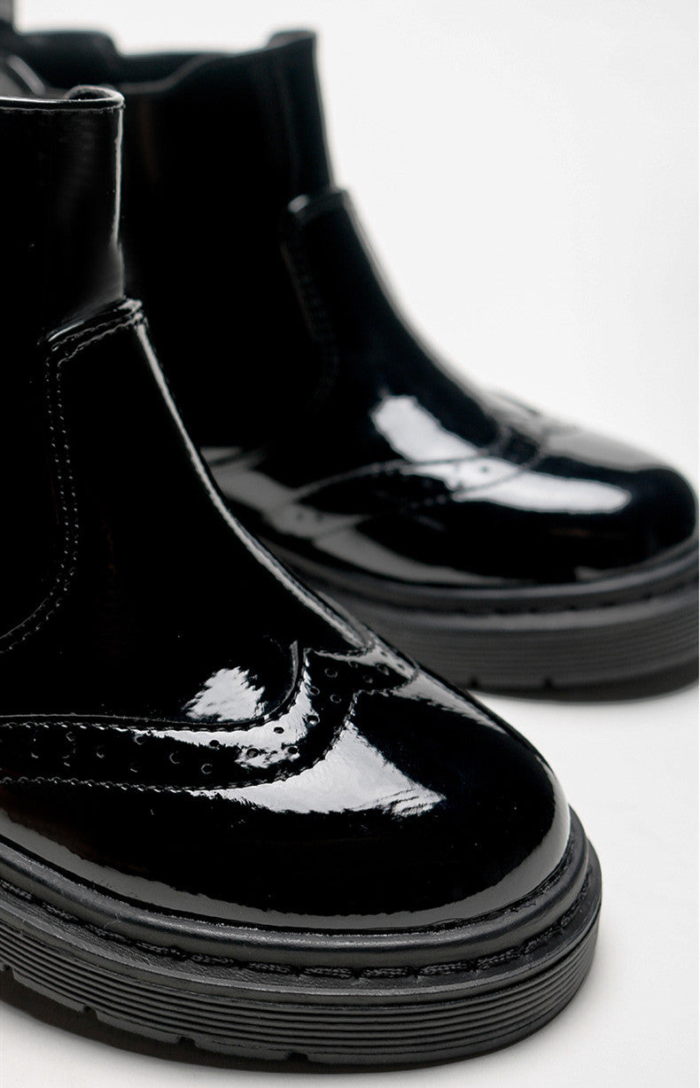 Solid Color Black Girls Short Boots Side Zipper
