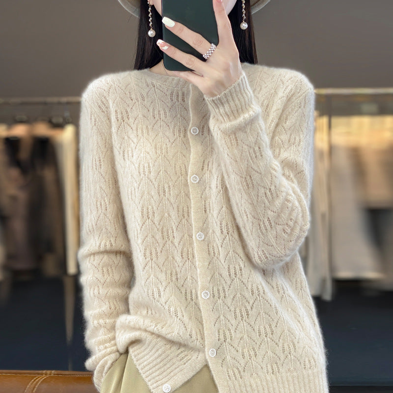 Slimming Round Neck Sweater Coat Women's Top