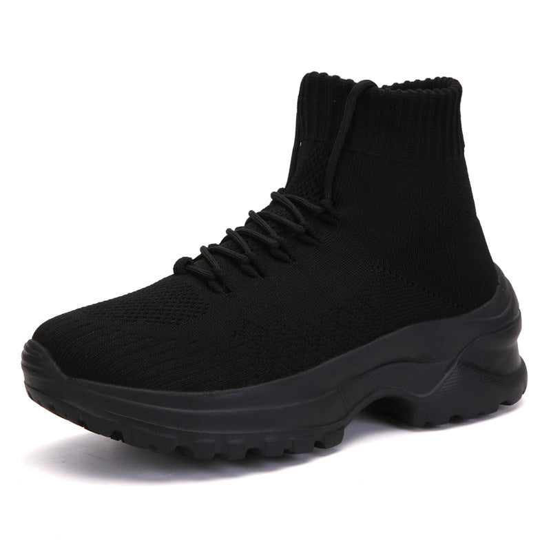 Flying Woven Breathable High-top Women's Height-increasing Socks And Shoes