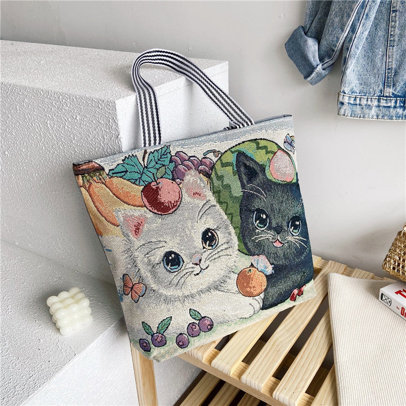 Student Portable Canvas Bag Literary Storage