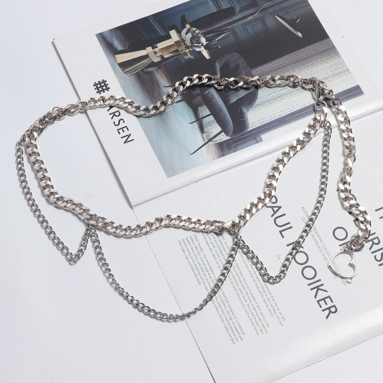 Simple And Versatile Decoration Small Leather Belt Fashion Belt Thin Metal Waist Chain