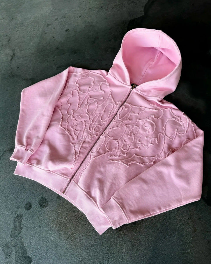 Personlig Street Style Cardigan Hættetrøje Frakke med Lynlås