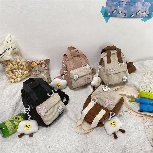 Handheld One Shoulder Korean Style Corduroy Crossbody Bag