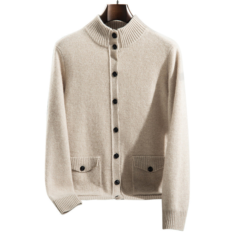 Men's Long-sleeved Jacket Casual Thick Versatile Half-high Collar