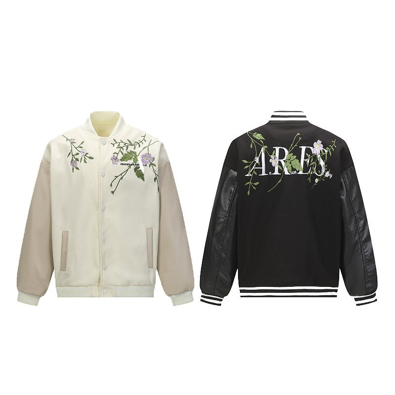 Men's American Retro Plant Flower Embroidered Coat