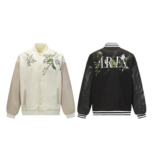 Men's American Retro Plant Flower Embroidered Coat