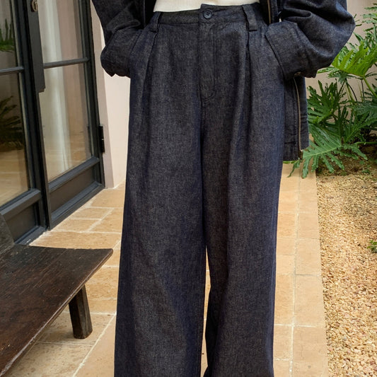 Linen straight-leg jeans til kvinder