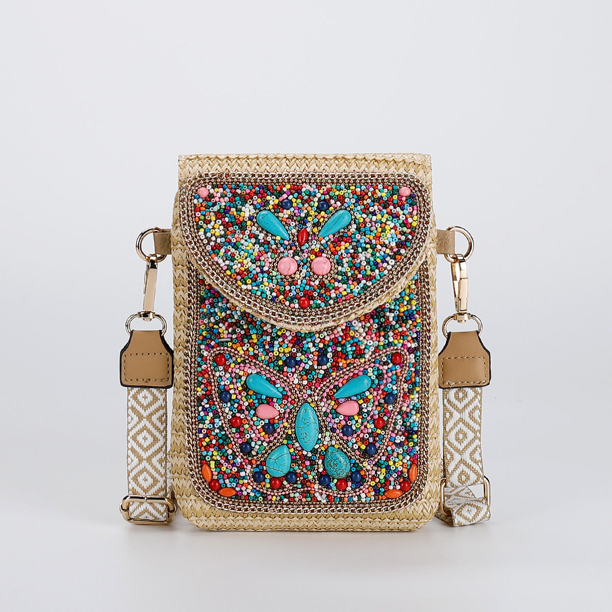 Rice Bead Bag Woven Women's Shoulder