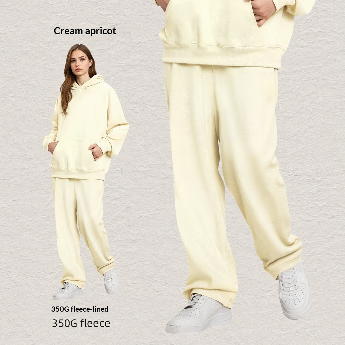 Men's Hooded Sweatshirt Fleece-lined Loose Sweatshirt Set