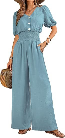 Neck-gathered Bodysuit With Casual Wide-leg Pants