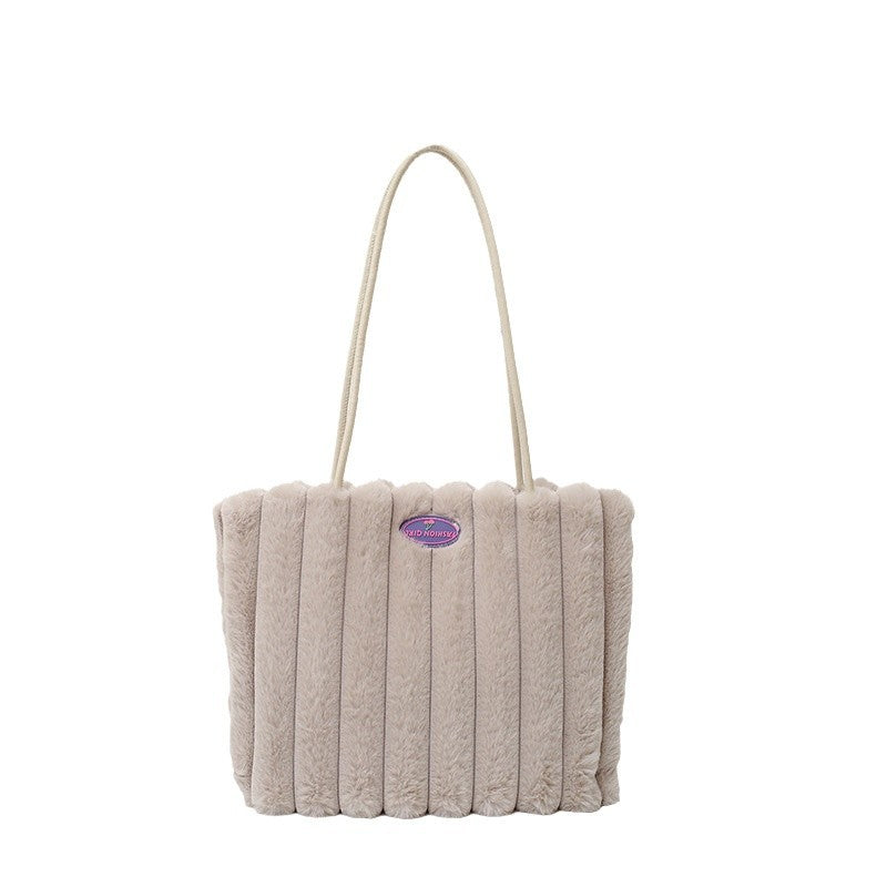 Autumn And Winter Plush New Casual Shoulder Large Capacity Totes