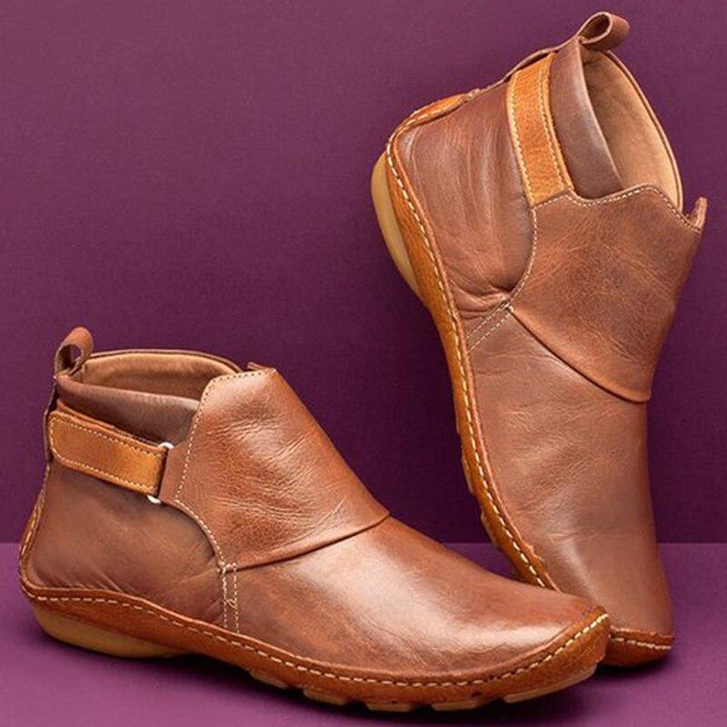 Round Toe Casual Leather Boots Sleeve Fashion
