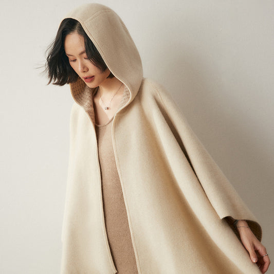 Thickened Air Layer Tassel Hooded Shawl Cape