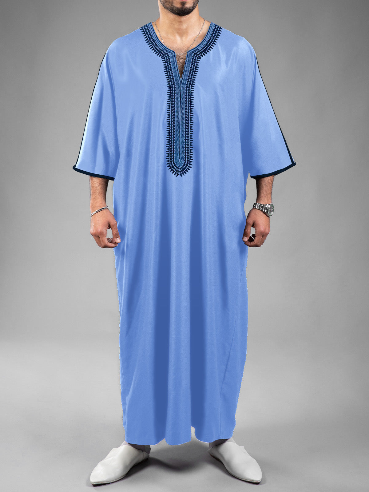 Digital-Print Ethnic Moroccan Mens Robe  3D