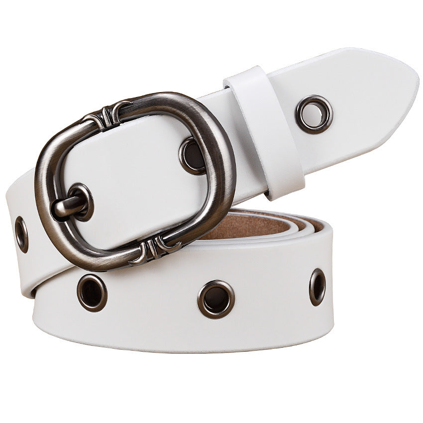 Ladies Belt Leather Belt Fashion Two-layer Cowhide Alloy Pin Buckle Belt