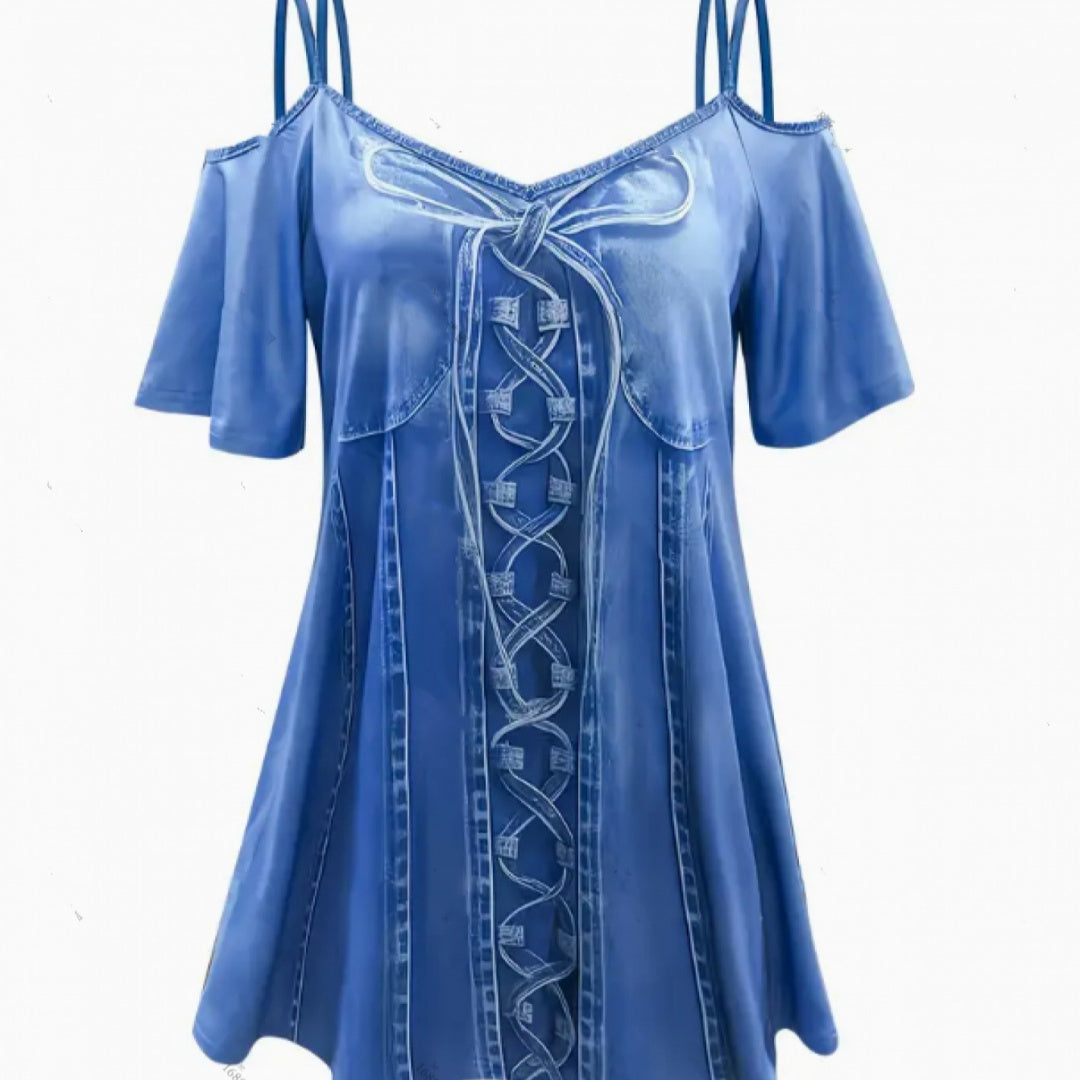 Womens Cowboy-Print Casual V-Neck Short-Sleeve Top And Pants Set