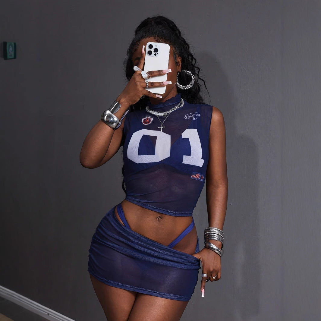 Printed Sheer Slim Fit Sporty Womens Set