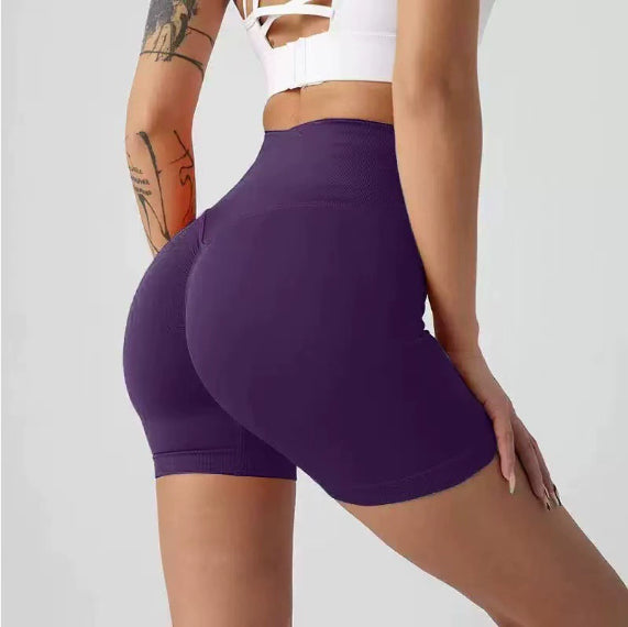 Højtaljede yogashorts Tætsiddende hofte-løftende sømløse hurtigtørrende bukser til sportsfitness