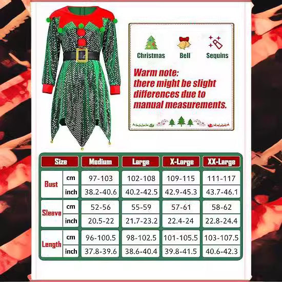 Ladies Dance Performance Dress Sequined Elf