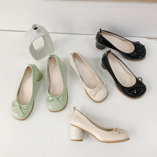 Women's Simple And Fashionable Shallow Bow High Heels