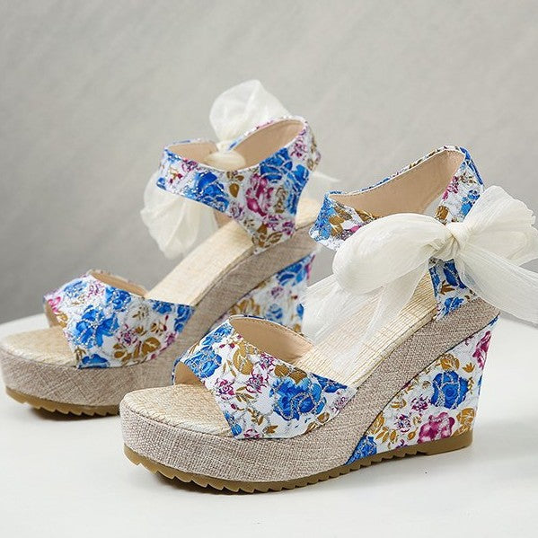 Women's Denim Cross Buckle Sandals